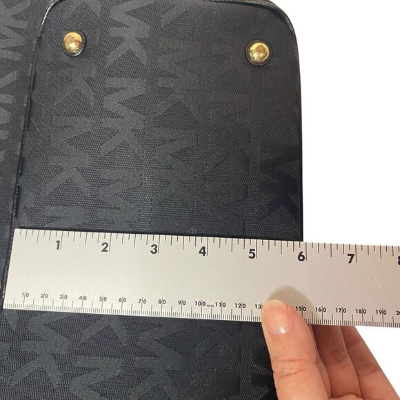 Michael Kors - Black Gold MK Logo Print Shoulder Bag / Purse / Handbag Carry All - Picture 8 of 8